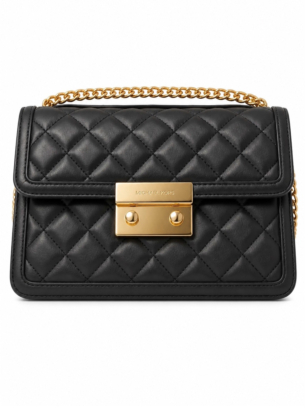 MICHAEL KORS Black Quilted Leather Crossbody bag with Gold Chain